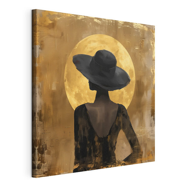 Donna con un abito nero e un cappello Quadri Donna con un abito nero e un cappello