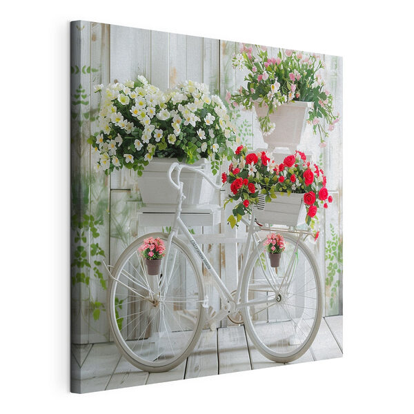 Bicicletta con fiori nei cestini Quadri Bicicletta con fiori nei cestini