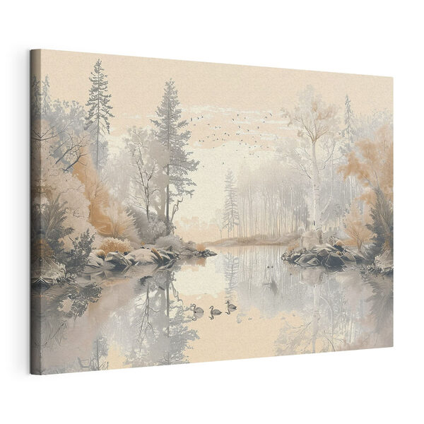 Quadri Quadri Lago con alberi e uccelli (COD: s39980)