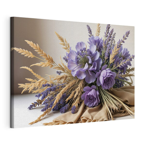 Quadri Quadri Mazzo di fiori viola e spighe di grano (COD: s40030)