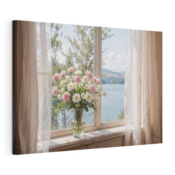Quadri Quadri Vaso di fiori davanti a una finestra (COD: s40151)