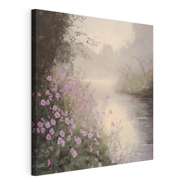 Fiume con fiori viola Quadri Fiume con fiori viola