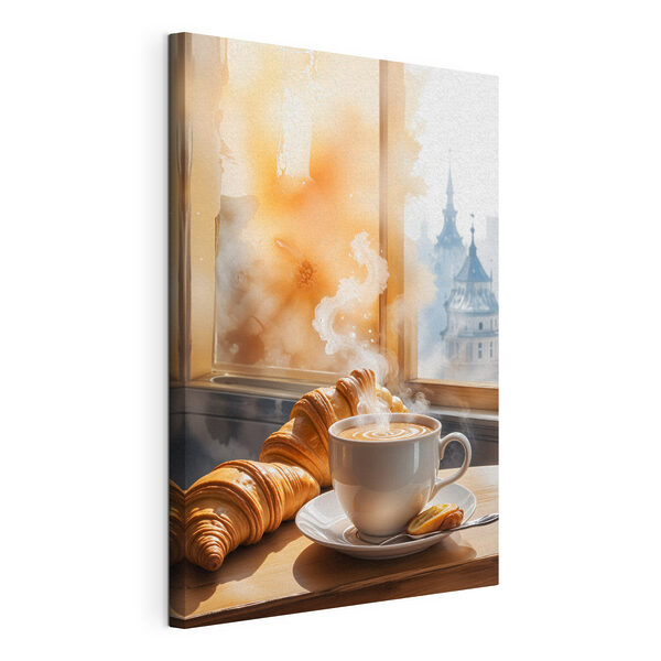 Quadri Una tazza di caffè e dei croissant su un tavolo (COD: s40405) Quadri Quadri Una tazza di caffè e dei croissant su un tavolo (COD: s40405)