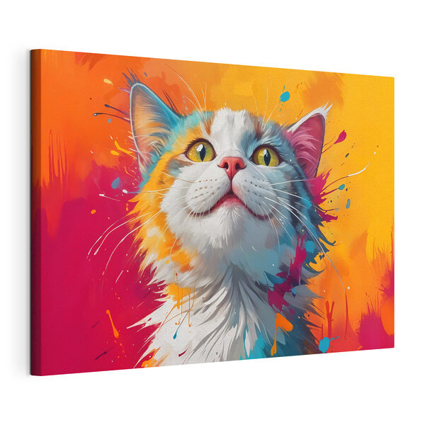 Gatto con schizzi di vernice colorata Quadri Gatto con schizzi di vernice colorata