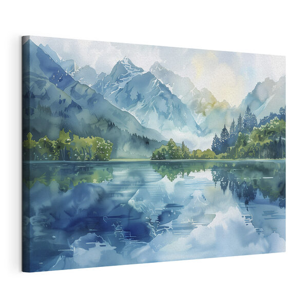 Quadri Acquerello raffigurante un lago con alberi e montagne sullo sfondo (COD: s40310) Quadri Quadri Acquerello raffigurante un lago con alberi e montagne sullo sfondo (COD: s40310)
