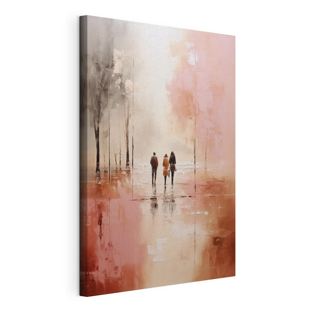 Group of people walking on a wet street Group of people walking on a wet street