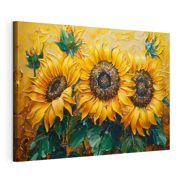 Quadri Primo piano di un dipinto raffigurante dei girasoli