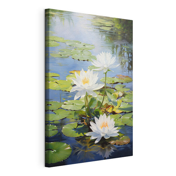 Quadri Quadri Mazzo di fiori bianchi in uno stagno (COD: s41572)