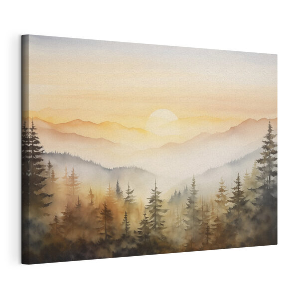Quadri Acquerello raffigurante una foresta e delle montagne (COD: s41645) Quadri Quadri Acquerello raffigurante una foresta e delle montagne (COD: s41645)