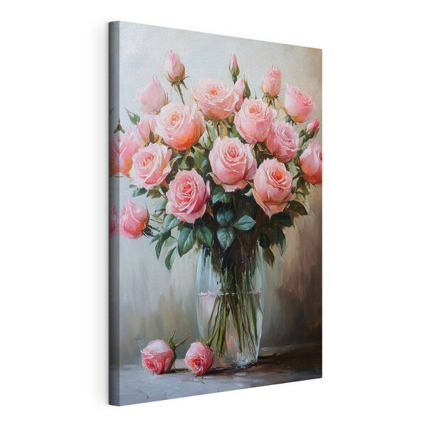Quadri Dipinto raffigurante rose rosa in un vaso (COD: s41749) Quadri Quadri Dipinto raffigurante rose rosa in un vaso (COD: s41749)