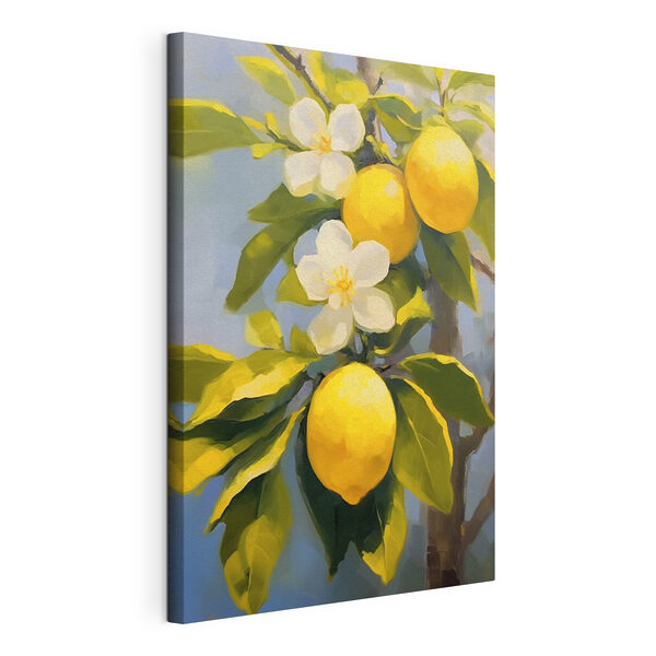 Quadri Dipinto raffigurante limoni e fiori su un albero