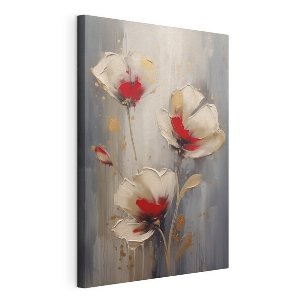 Dipinto di fiori su sfondo grigio Quadri Dipinto di fiori su sfondo grigio