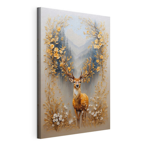 Quadri Quadri Dipinto raffigurante un cervo con fiori e montagne (COD: s42252)