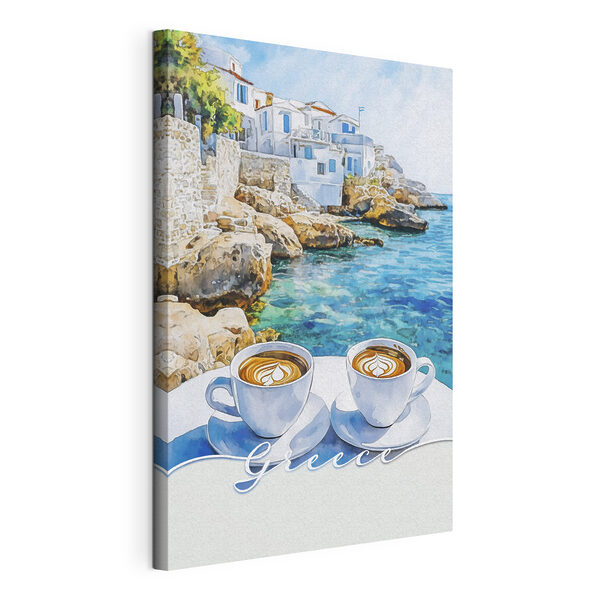 Quadri Due tazze di caffè su un tavolino in riva al mare (COD: s42447) Quadri Quadri Due tazze di caffè su un tavolino in riva al mare (COD: s42447)