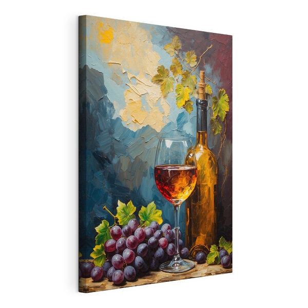 Quadri Dipinto raffigurante una bottiglia di vino e un bicchiere di vino (COD: s42772) Quadri Quadri Dipinto raffigurante una bottiglia di vino e un bicchiere di vino (COD: s42772)