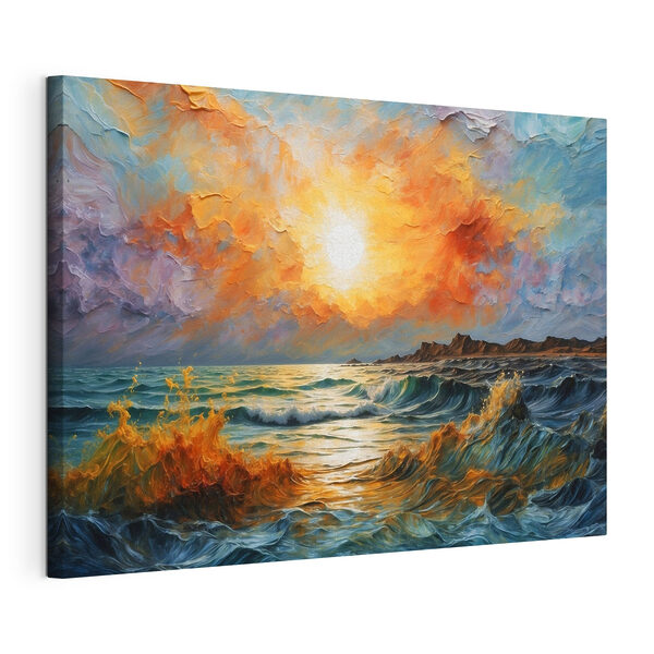 Dipinto raffigurante un tramonto su uno specchio d'acqua Quadri Dipinto raffigurante un tramonto su uno specchio d'acqua