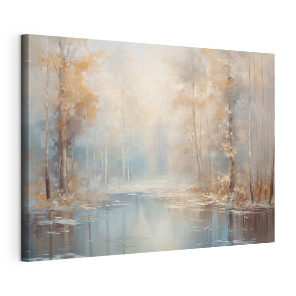 Quadri Acqua con alberi e foglie