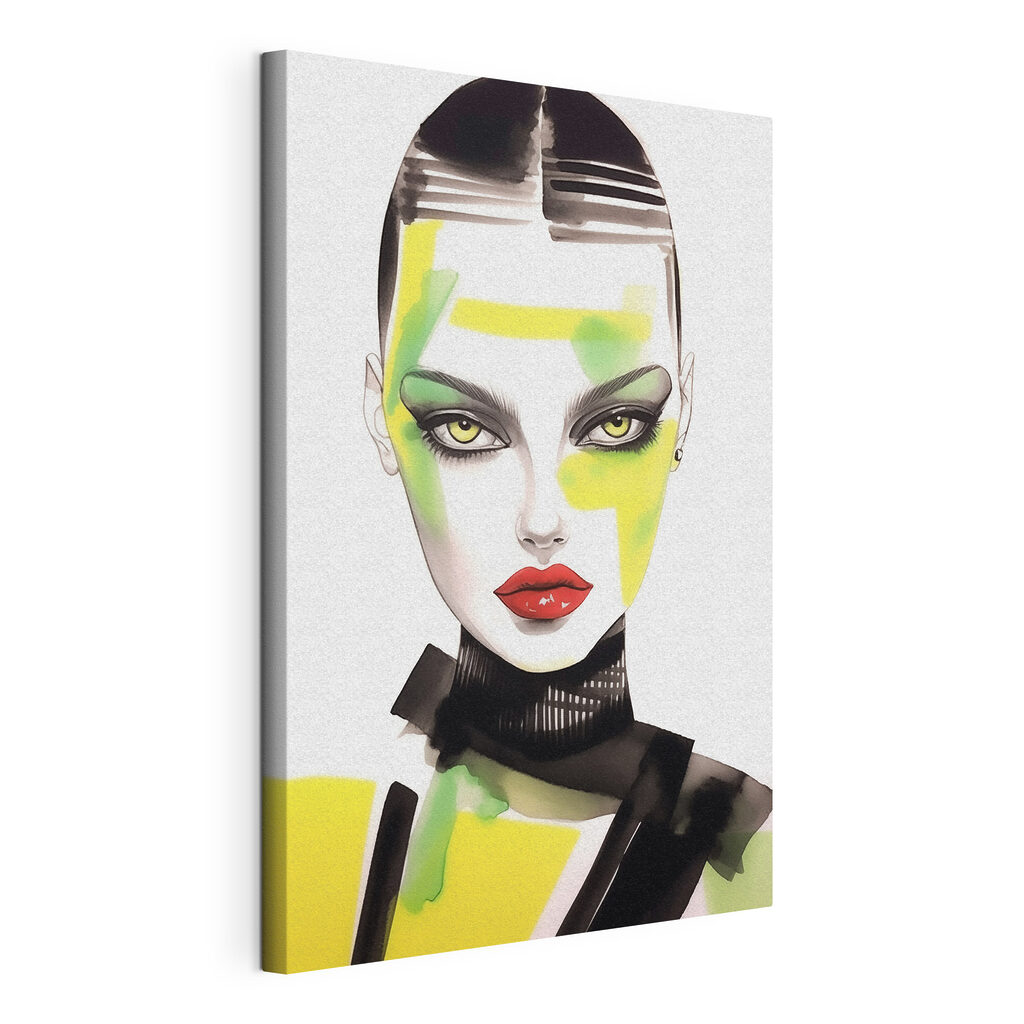 Woman with green and yellow makeup