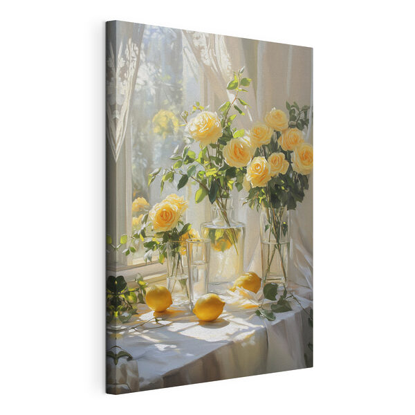 Quadri Fiori gialli in vasi con limoni