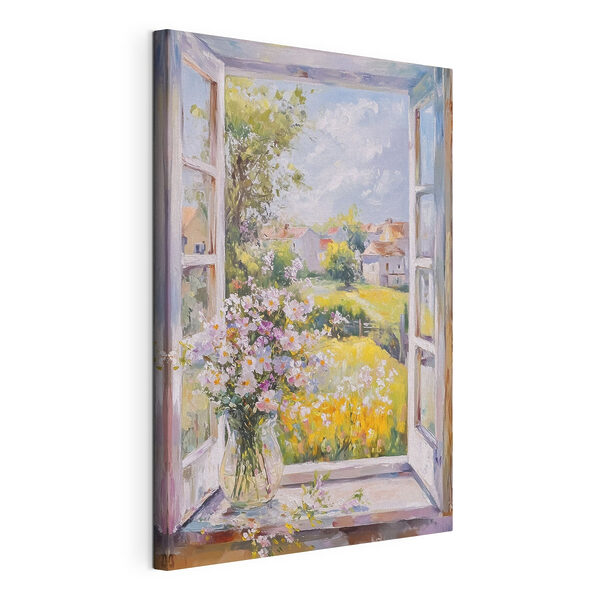 Quadri Quadri Dipinto raffigurante una finestra con dei fiori (COD: s43889)