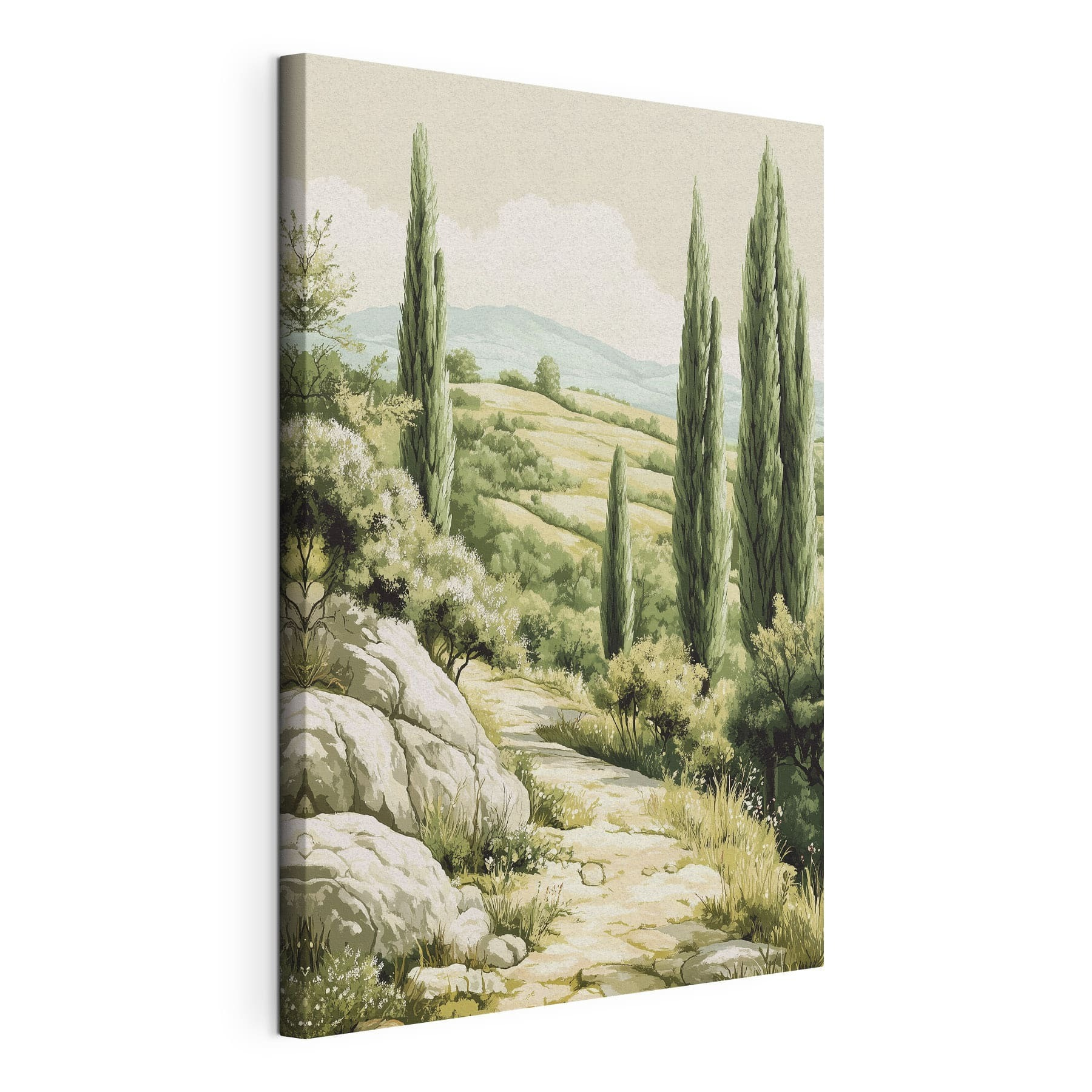 Landscape with trees and hills