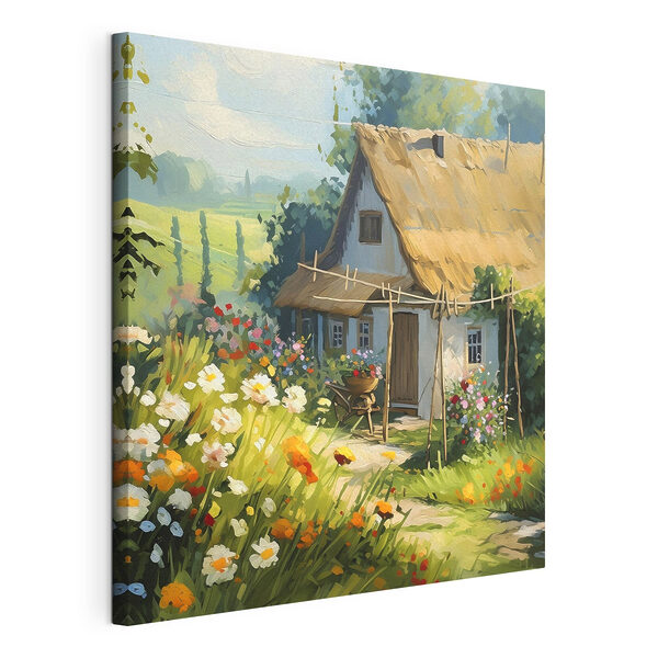Quadri Un dipinto raffigurante una casa con fiori e piante (COD: s38491) Quadri Quadri Un dipinto raffigurante una casa con fiori e piante (COD: s38491)