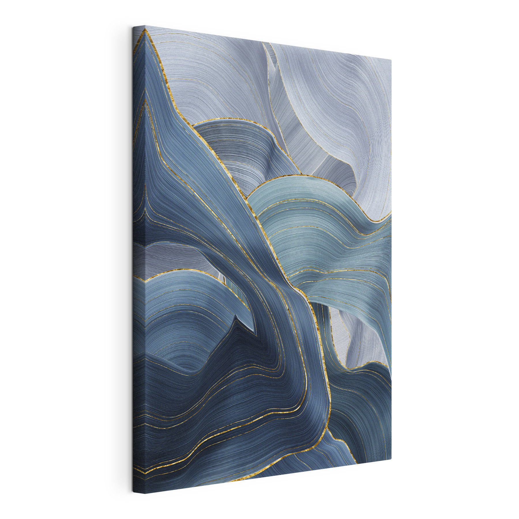 Flowing waves of serene blue tones
