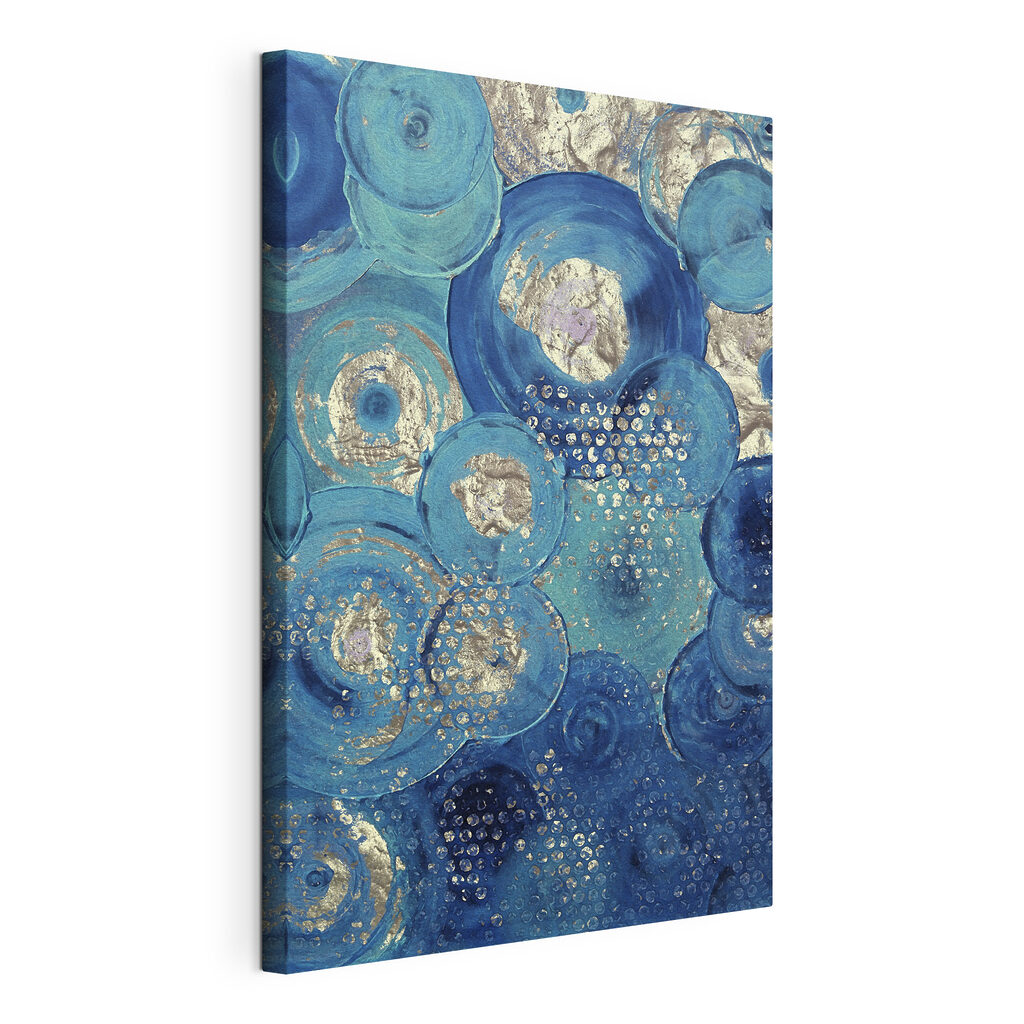 A blue and silver circle painting A blue and silver circle painting