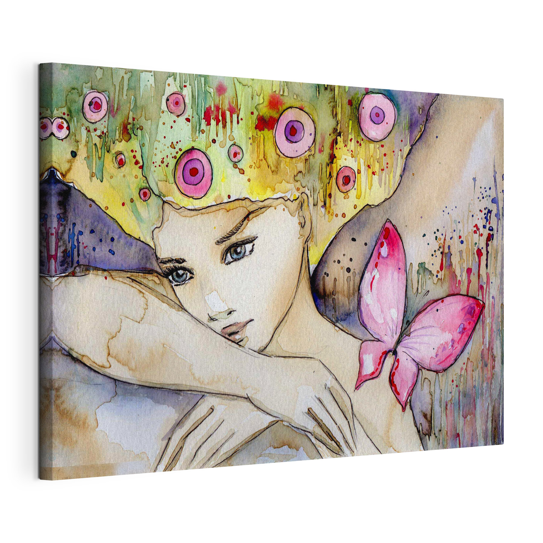 Woman with butterfly on her head