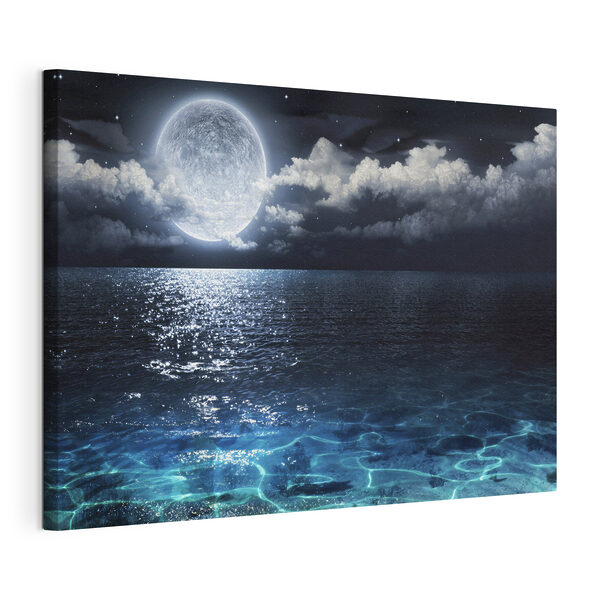 Quadri La luna sull'acqua di notte