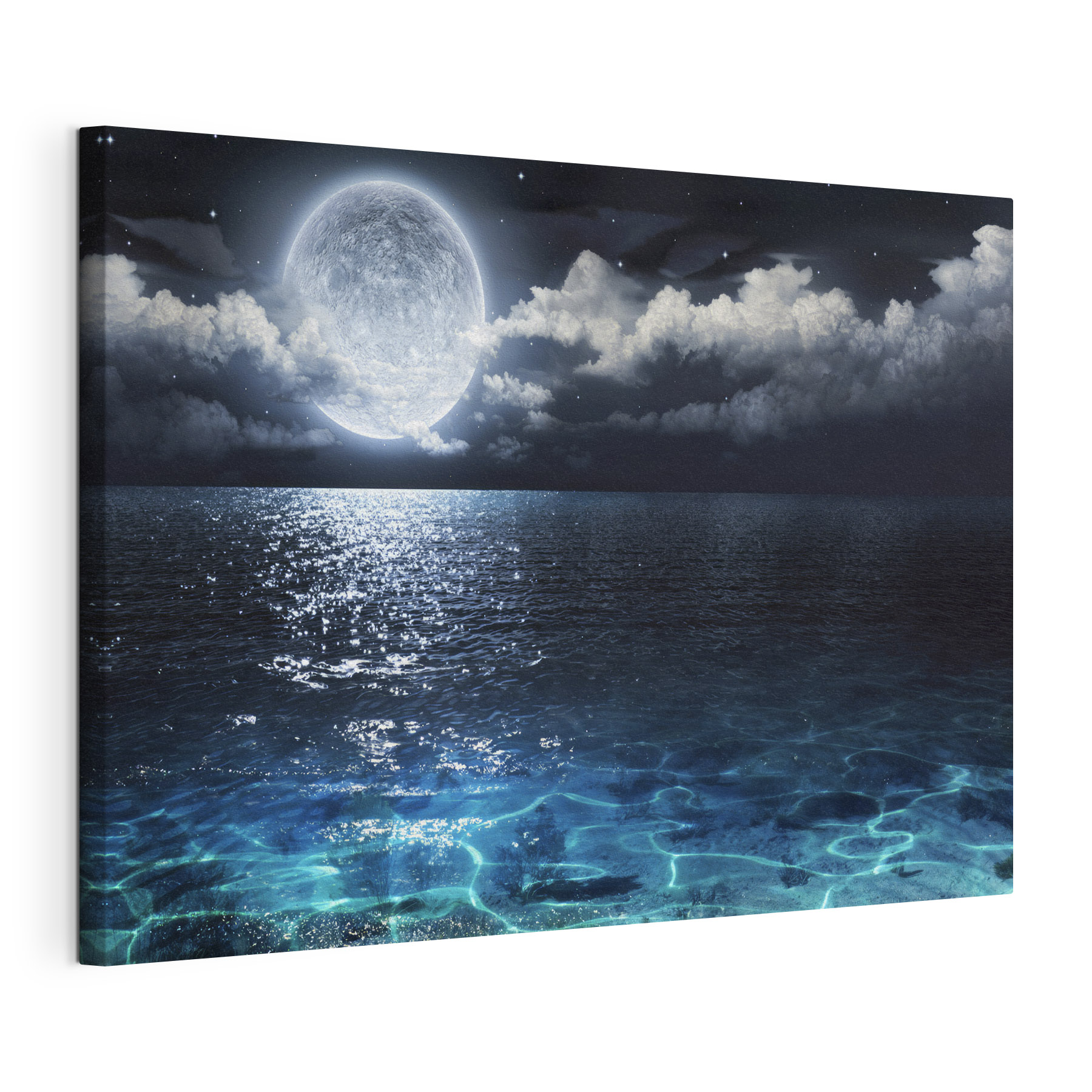 A moon over water at night A moon over water at night