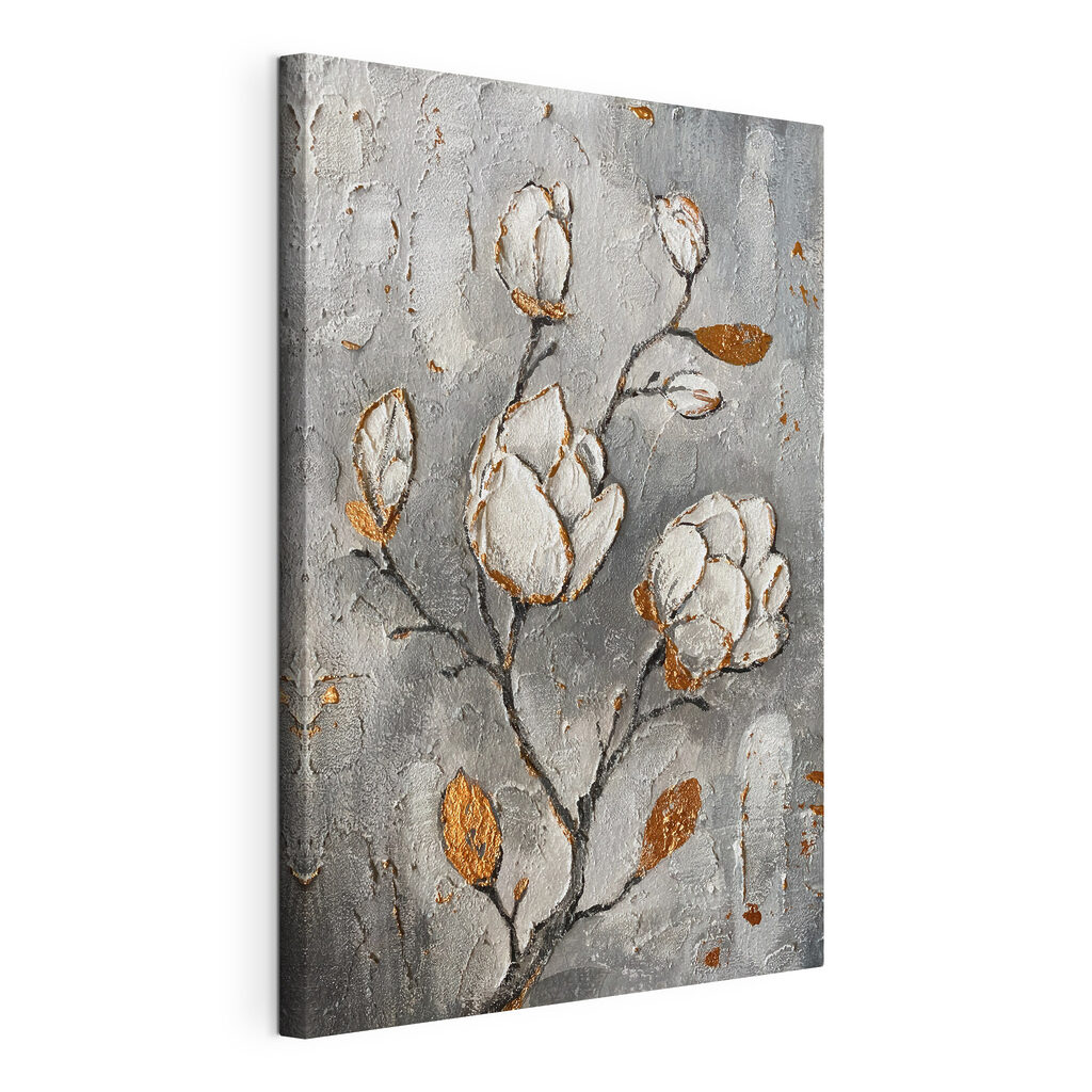A painting of flowers on a wall