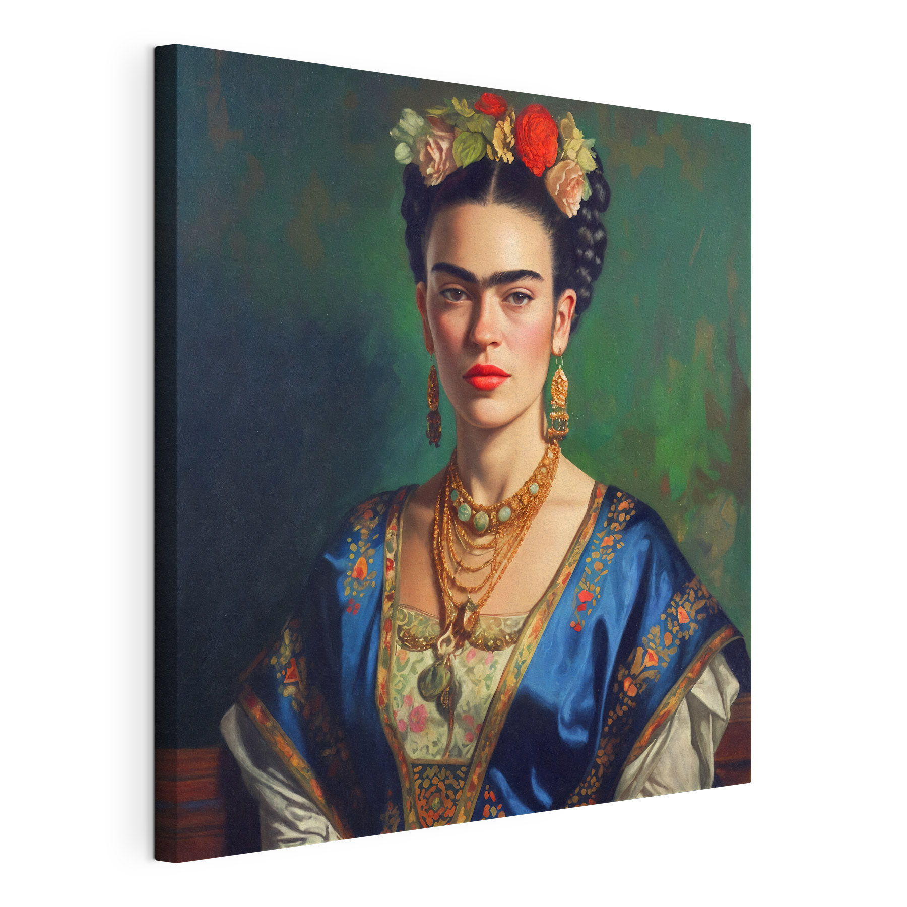 A painting of a woman with flowers in her hair