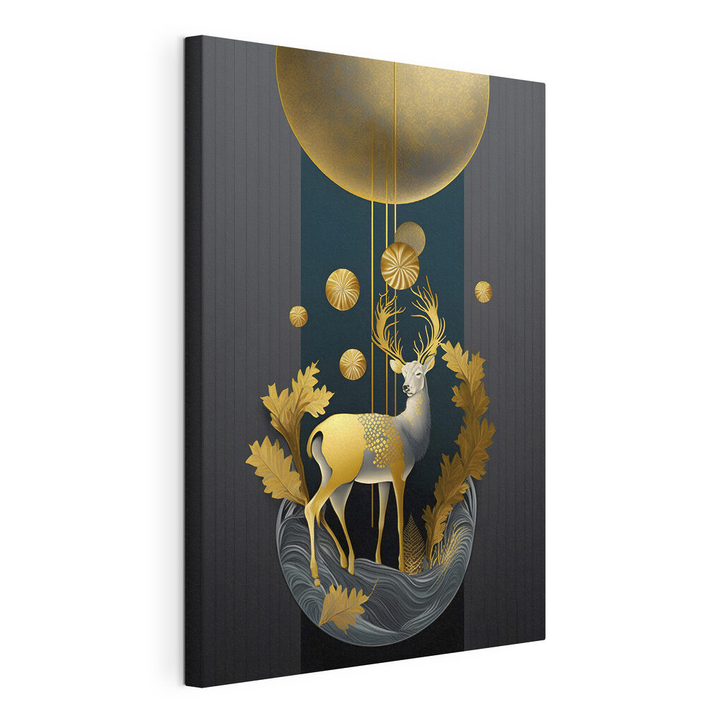 Elegant deer amidst metallic foliage