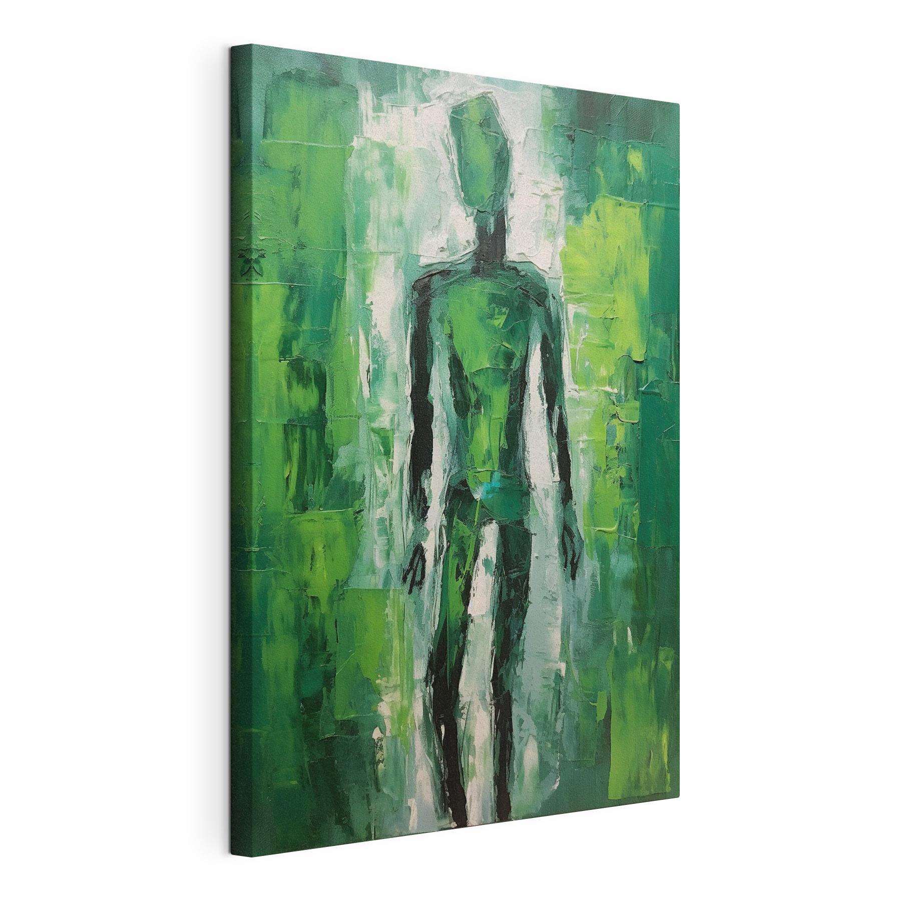 A painting of a man in green A painting of a man in green