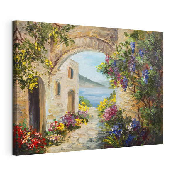 Quadri Un dipinto raffigurante un arco in pietra con fiori e un sentiero in pietra (COD: s34617) Quadri Quadri Un dipinto raffigurante un arco in pietra con fiori e un sentiero in pietra (COD: s34617)
