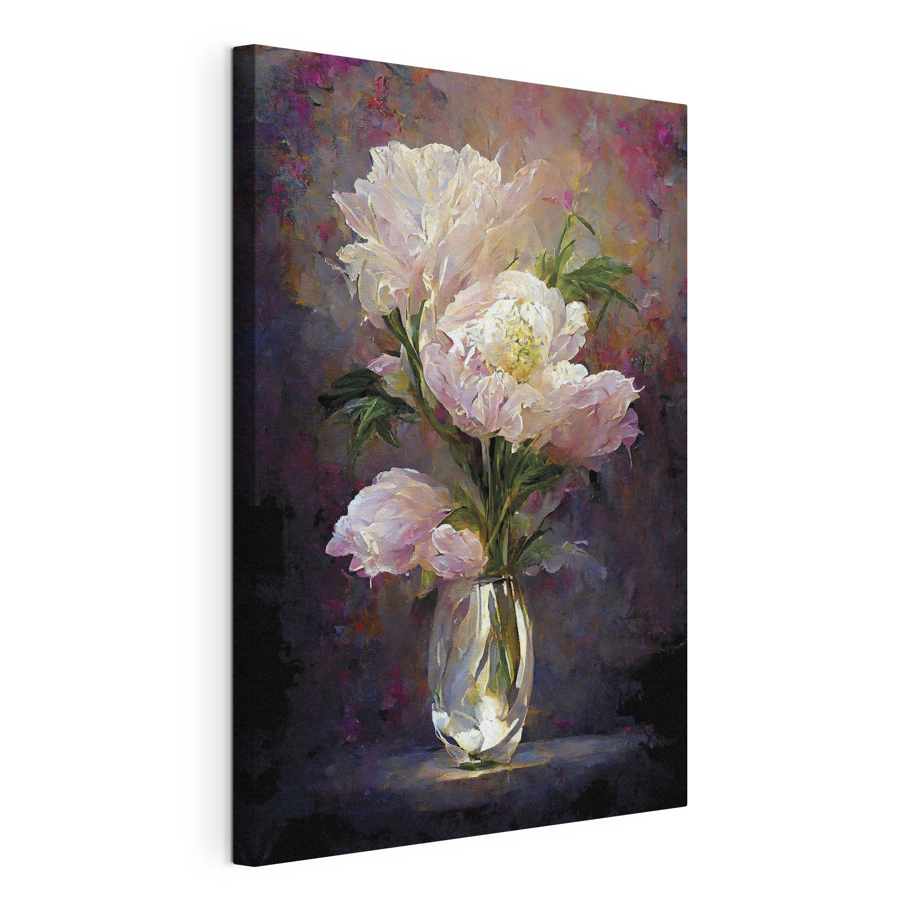A painting of flowers in a vase A painting of flowers in a vase