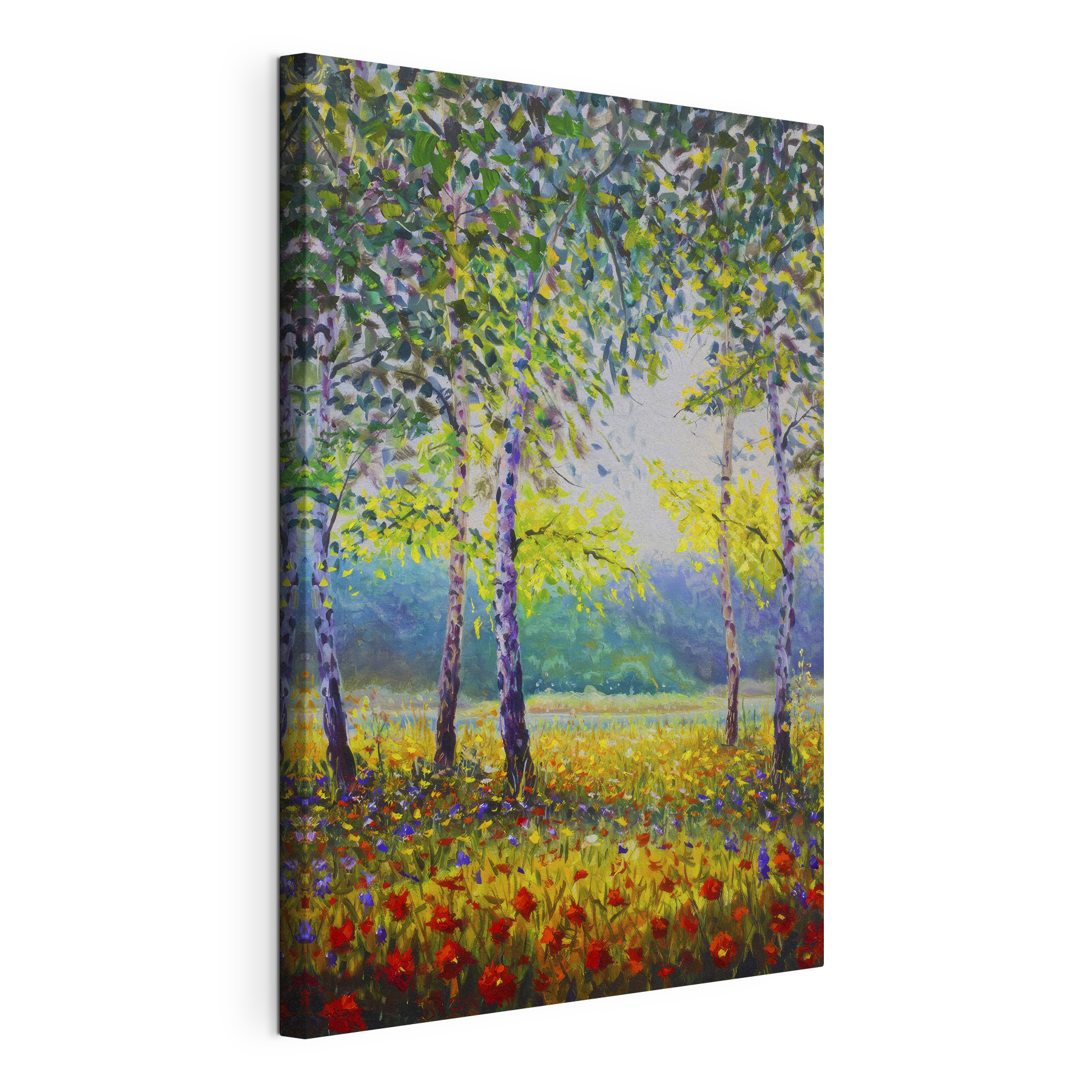 Painting of trees in a field Painting of trees in a field
