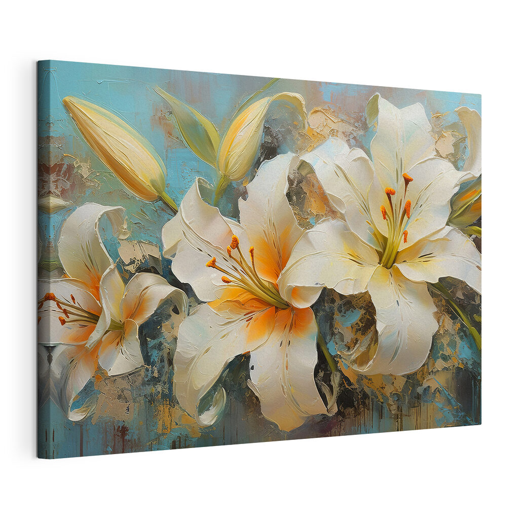 A painting of white flowers A painting of white flowers