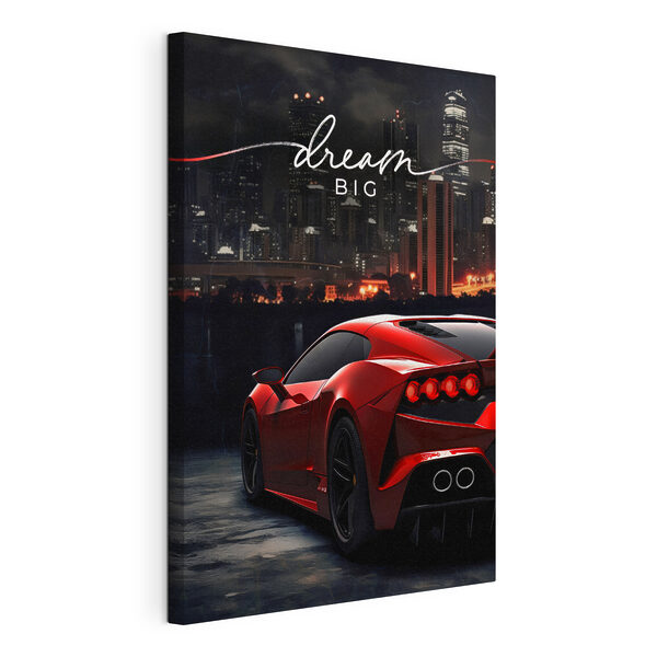 Quadri Un'auto sportiva rossa sullo sfondo dello skyline della città (COD: s35464) Quadri Quadri Un'auto sportiva rossa sullo sfondo dello skyline della città (COD: s35464)