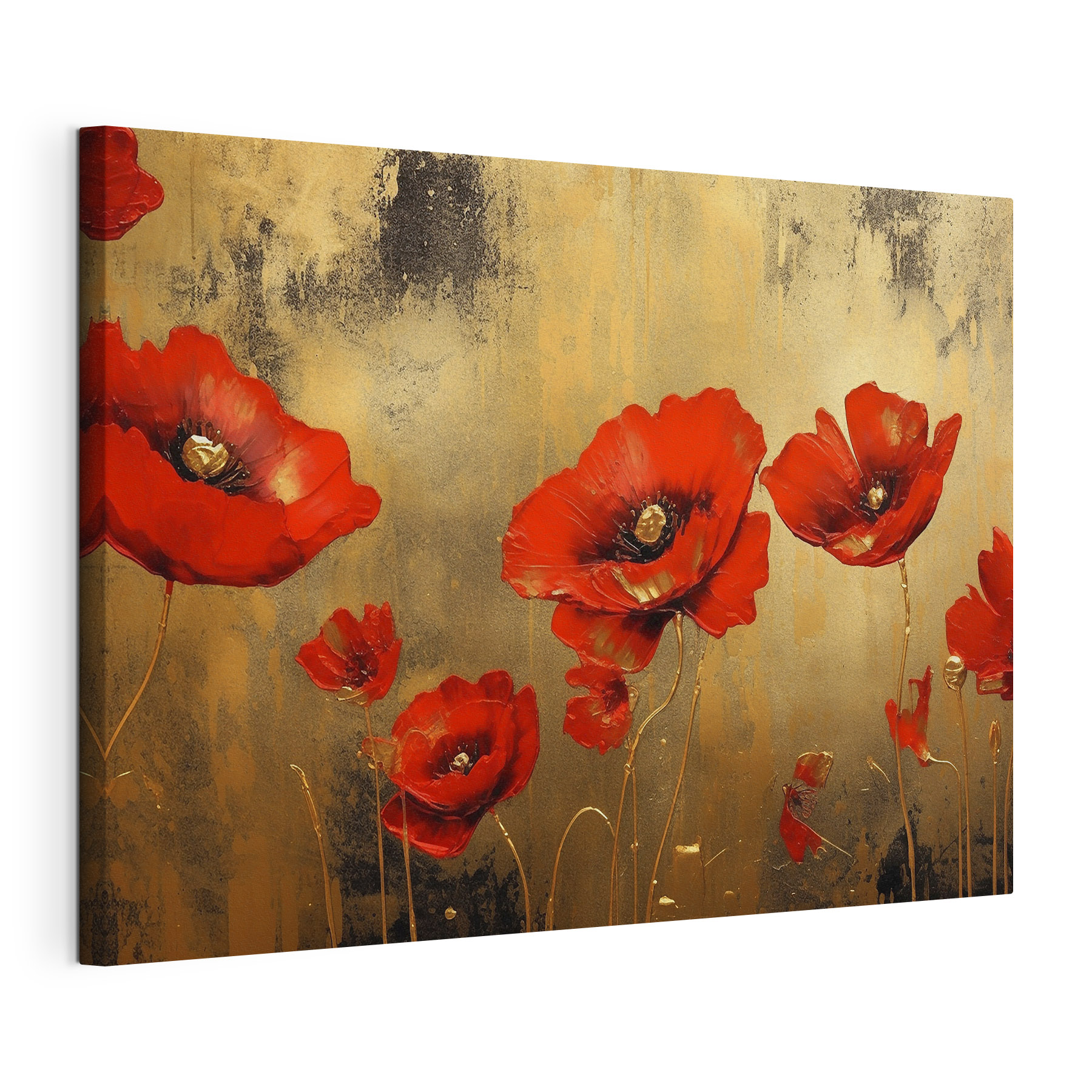 A painting of red flowers A painting of red flowers