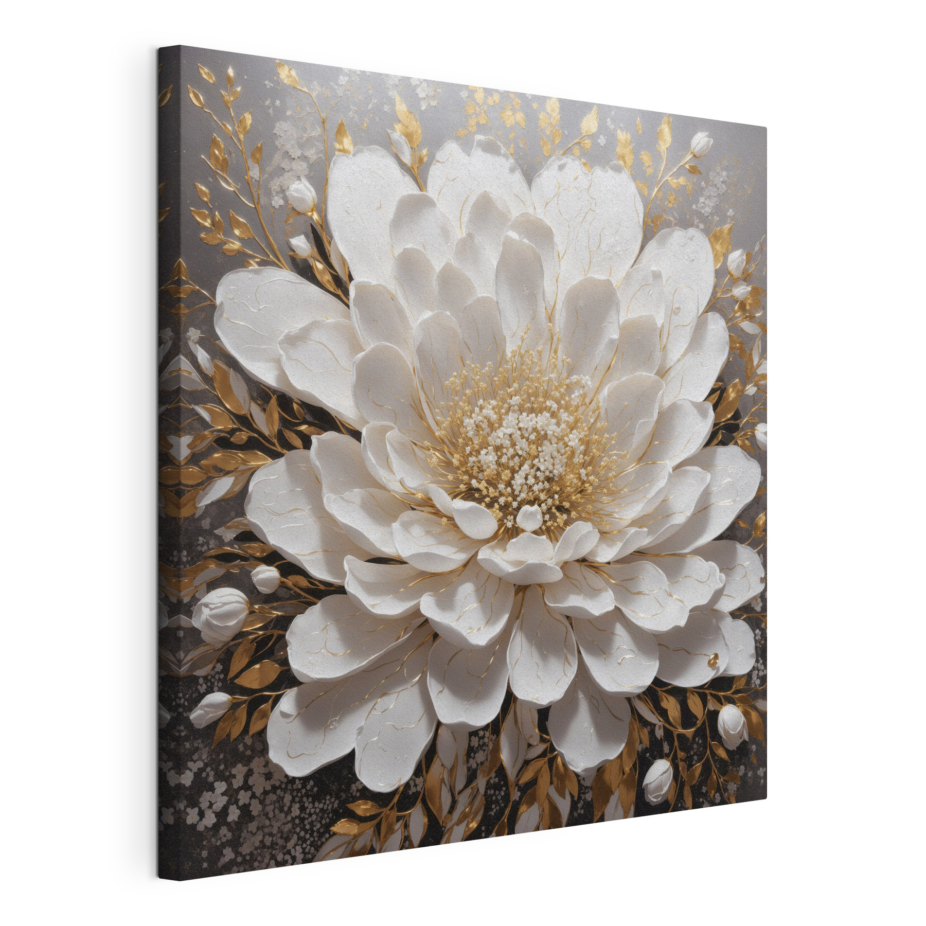 Elegant white flower with metallic accents