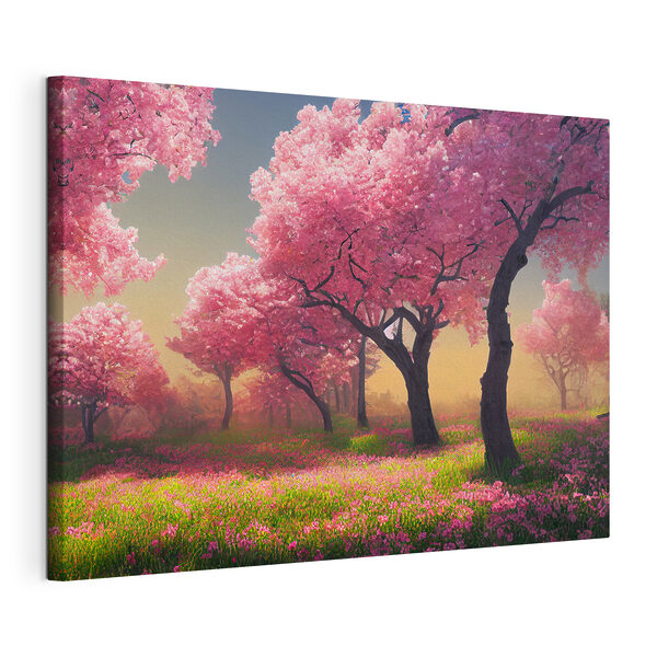 Quadri Un campo di fiori rosa con alberi (COD: s35703) Quadri Quadri Un campo di fiori rosa con alberi (COD: s35703)