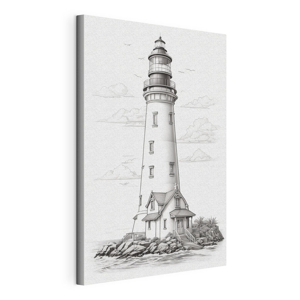 Lighthouse with a house and palm trees Lighthouse with a house and palm trees