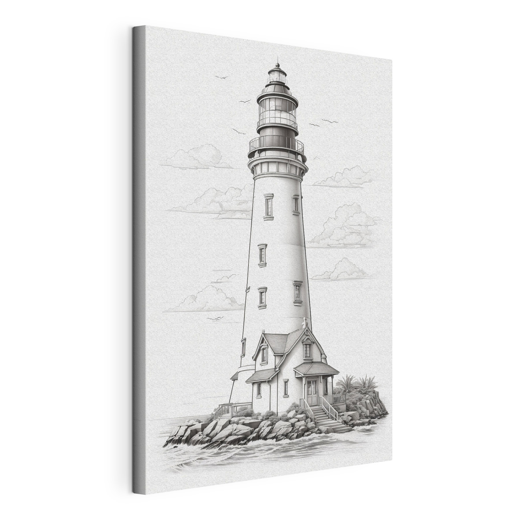 Lighthouse with a house and palm trees Lighthouse with a house and palm trees