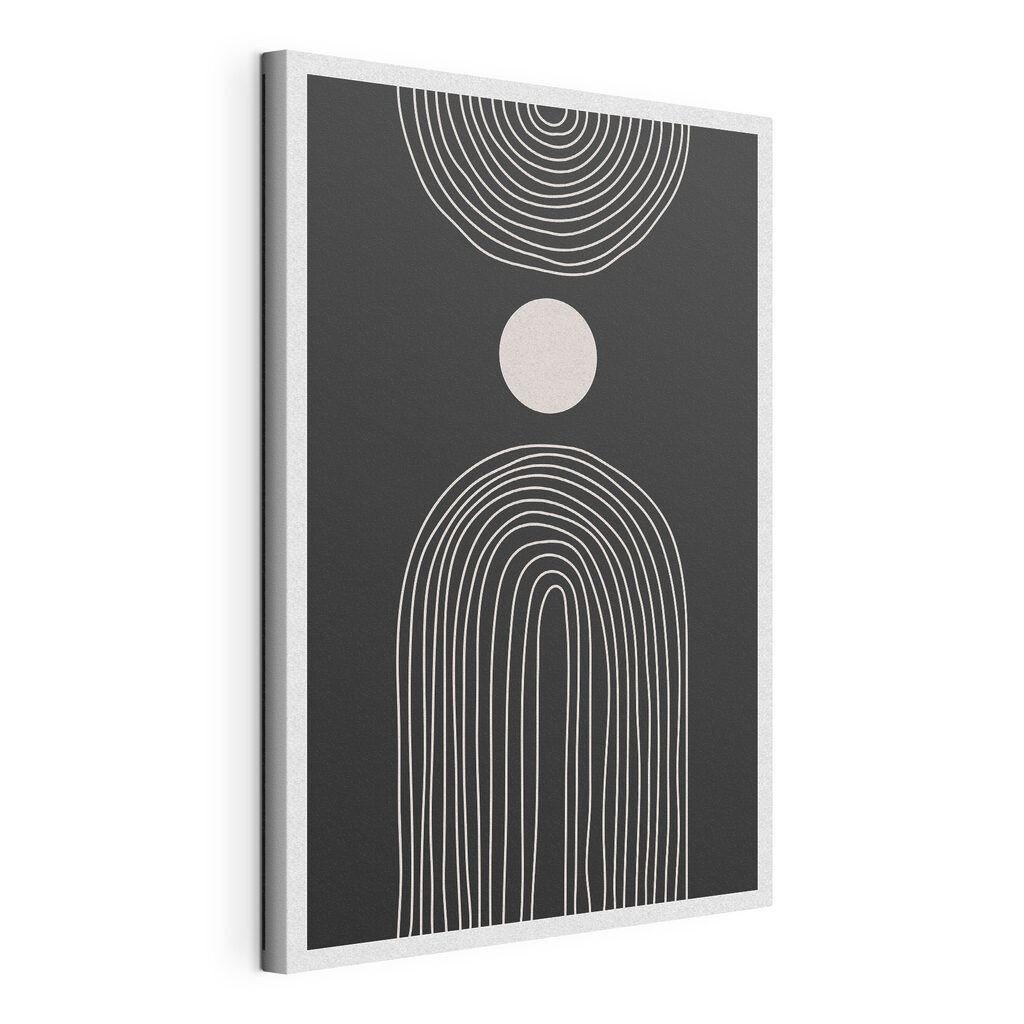Black and white poster with a white circle and a black and white rainbow Black and white poster with a white circle and a black and white rainbow