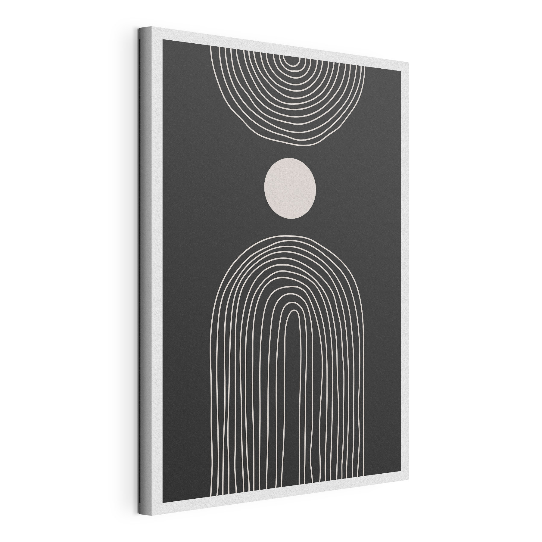 Black and white poster with a white circle and a black and white rainbow Black and white poster with a white circle and a black and white rainbow