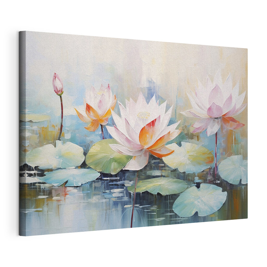 Painting of flowers on water