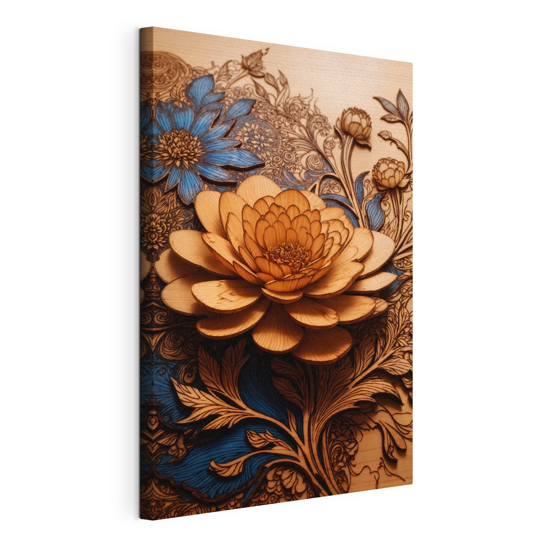 Wood carving of a flower Wood carving of a flower