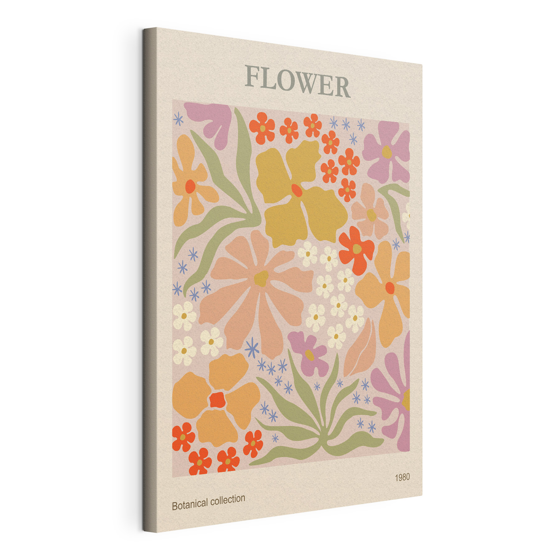 Colorful floral pattern on a pink background